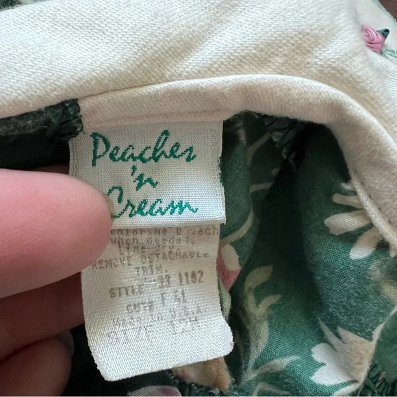 Vintage Peaches ‘n Cream Baby Dress – Forest Green Floral, Rose Bib, Size 12M - Picture 8 of 8